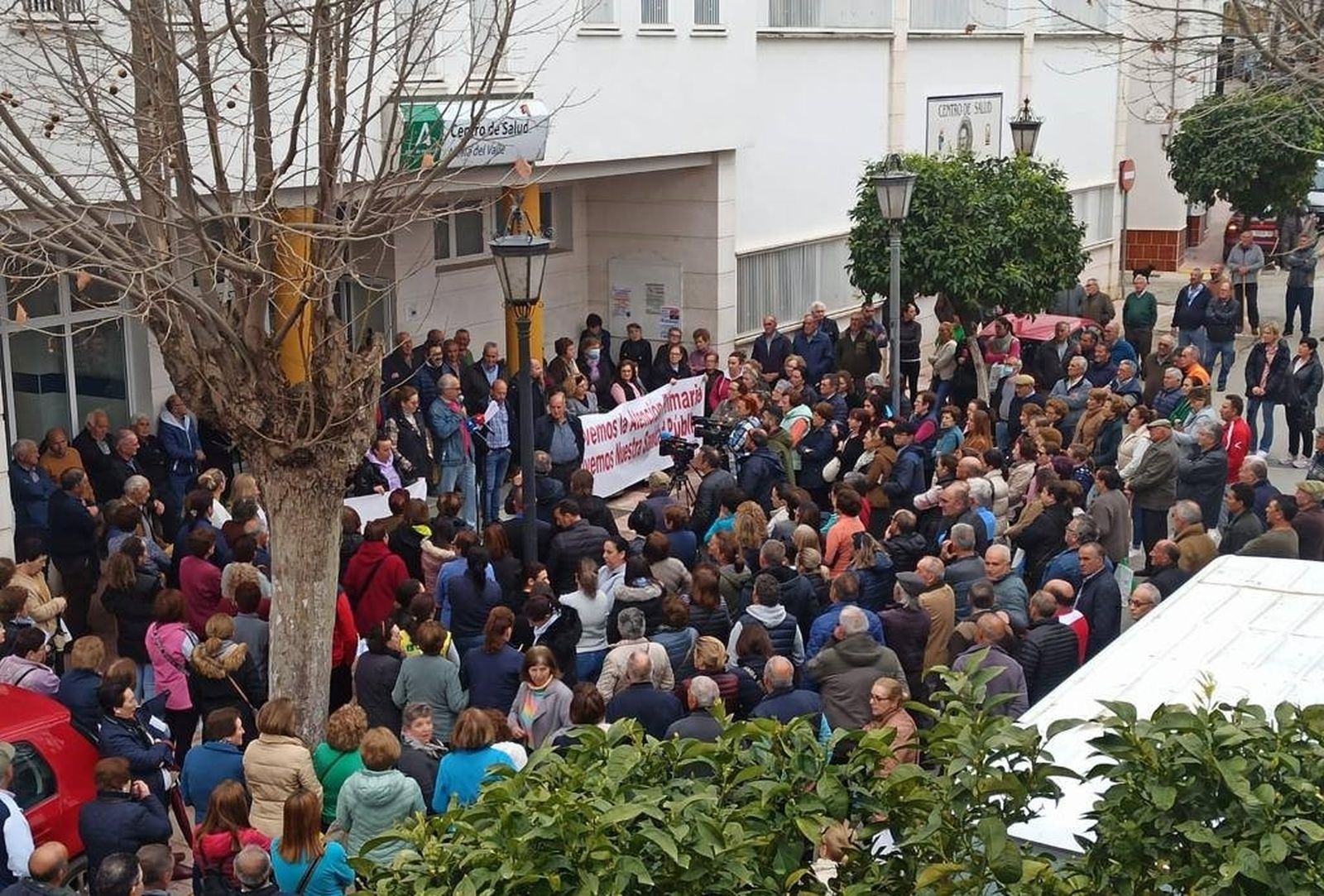 Protesta sanitaria de IU en Alcalá del Valle.