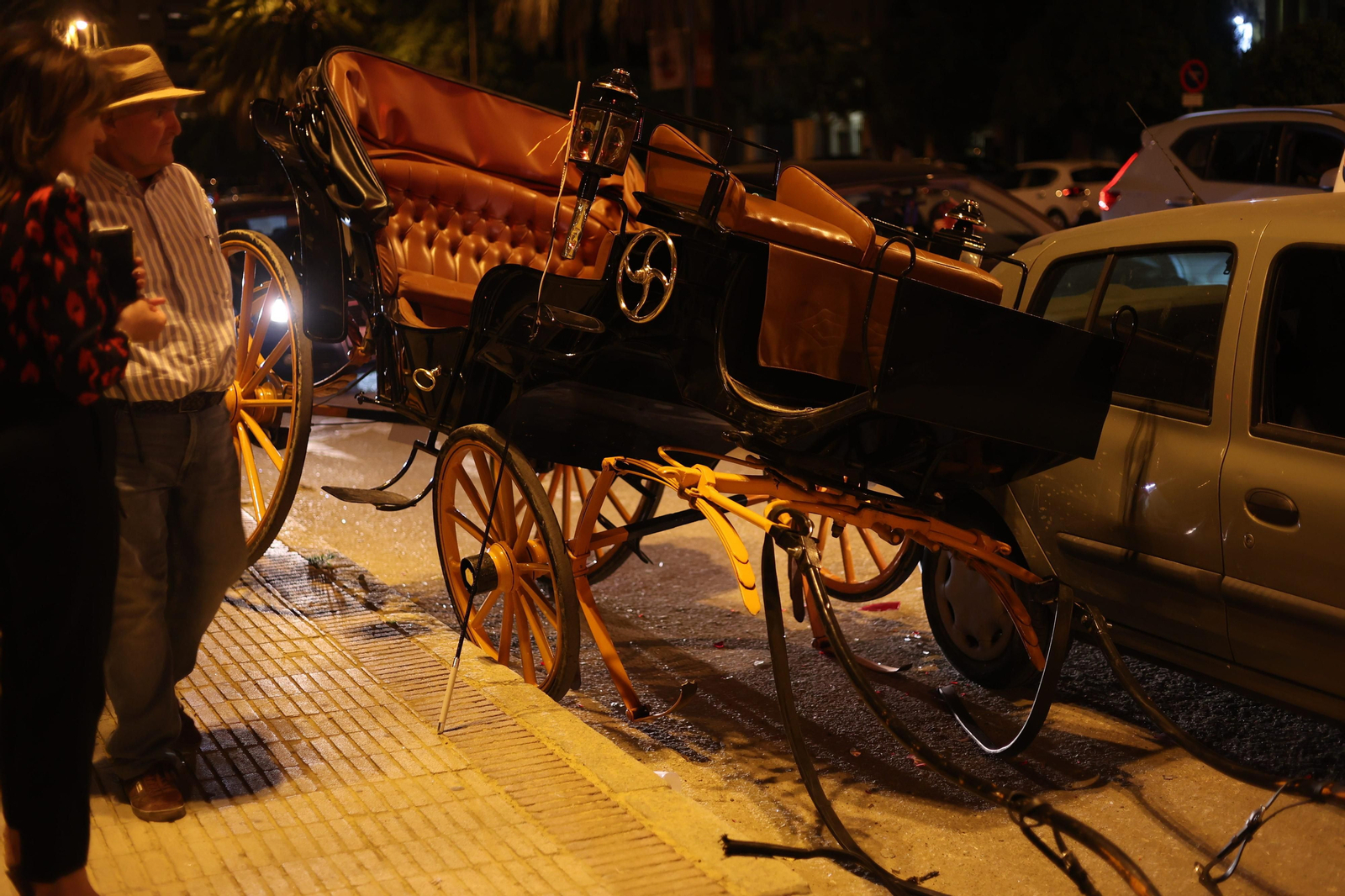 Así quedó el coche de caballos.