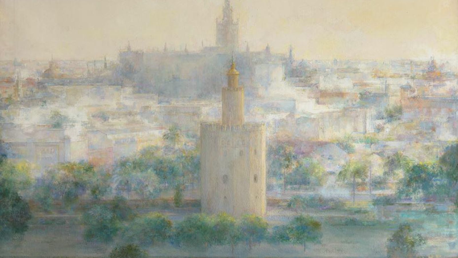 'Sevilla desde el río', obra de 1981 que se verá en la Fundación Cajasol.