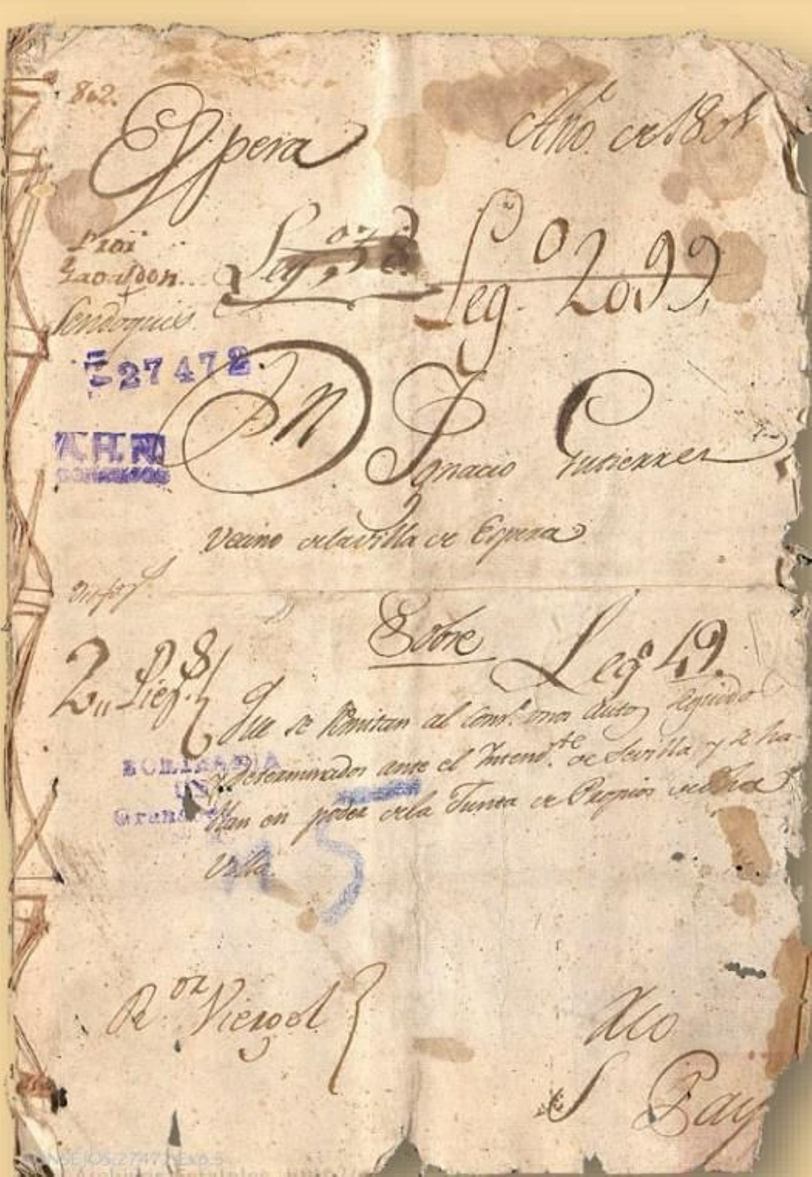 Imagen de un documento del Archivo Municipal de Espera.