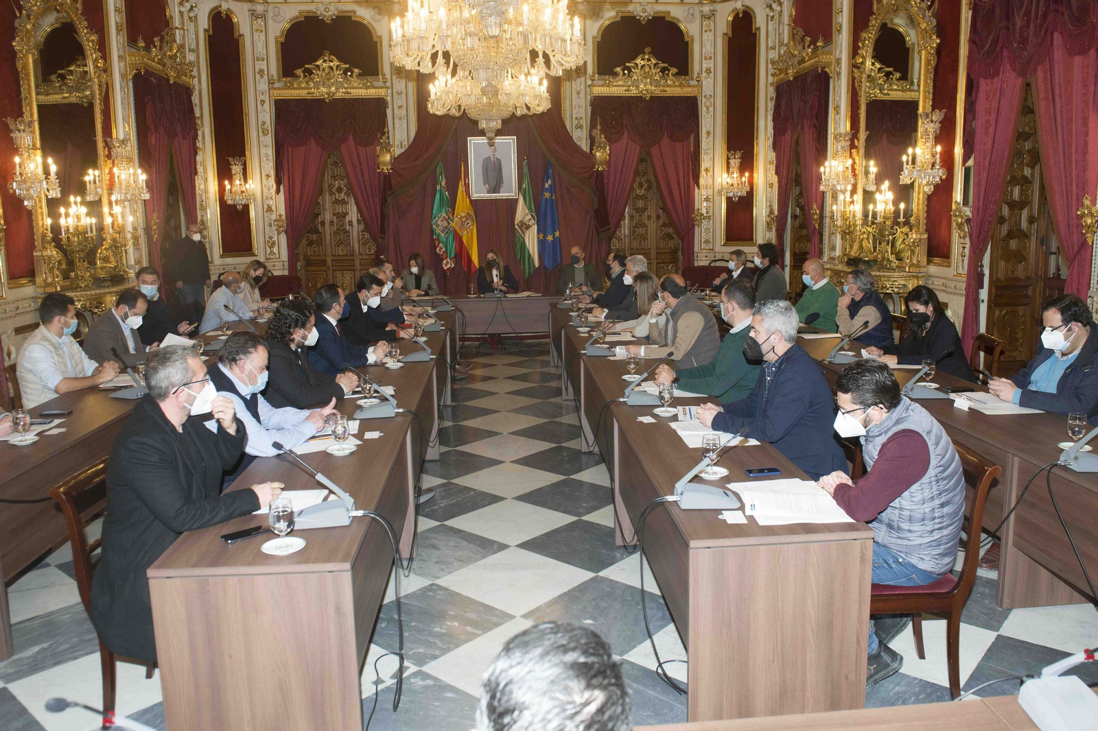 Un momento de la reunión del Consejo de Alcaldías presidido ayer en Diputación por Irene García.