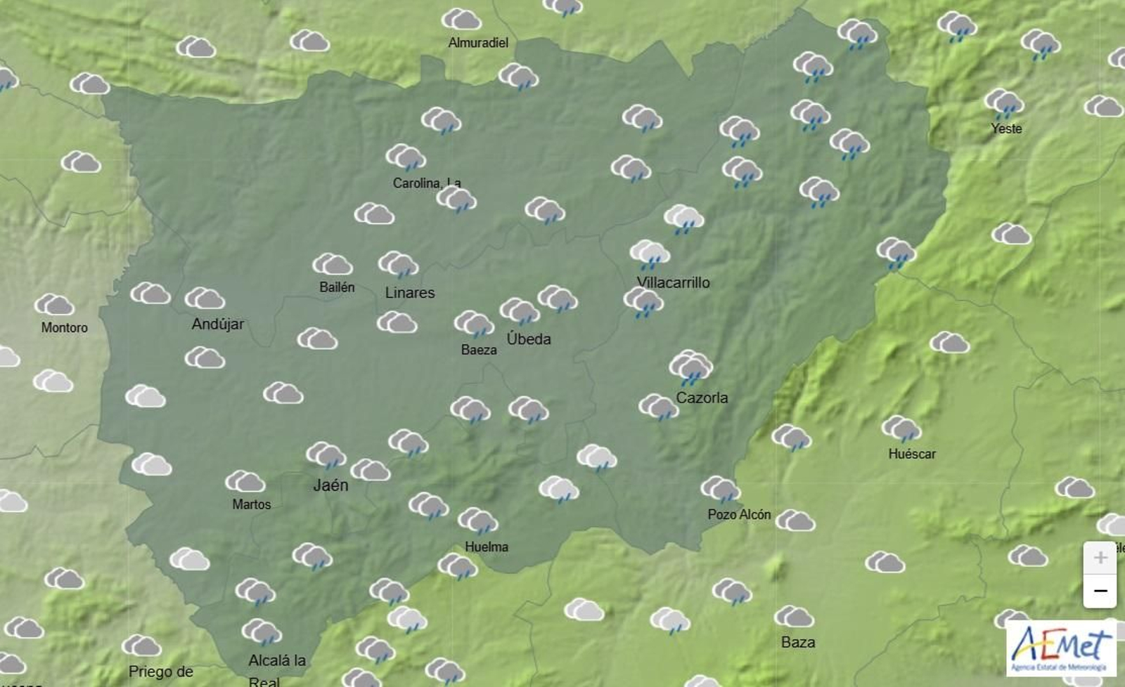 Pronóstico de lluvias para la jornada del viernes en la provincia.