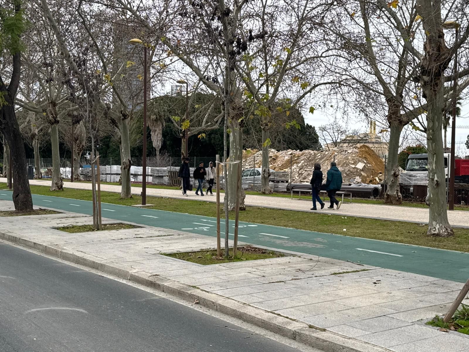 Escombros amontonados en el Paseo de Torneo.