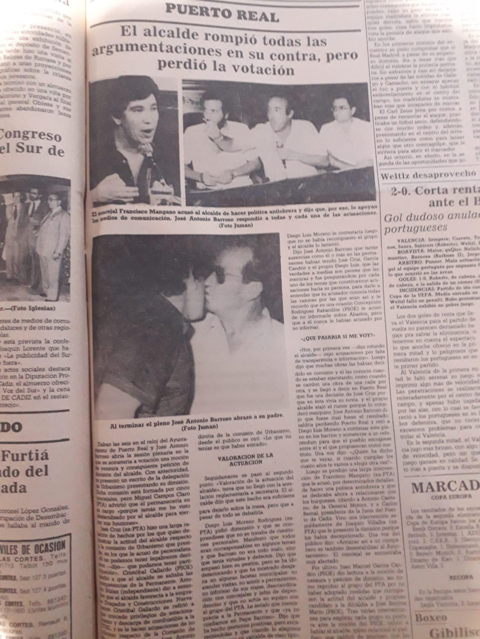 La crónica de la moción de censura en las páginas interiores de Diario de Cádiz.