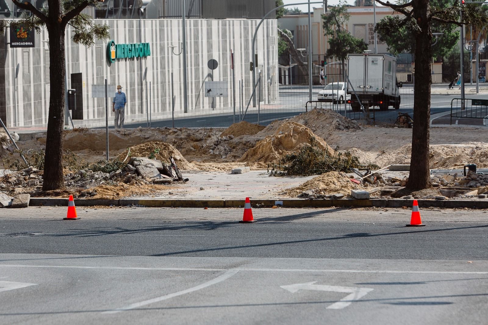 Una imagen del tramo en obras de ayer mismo por la mañana.