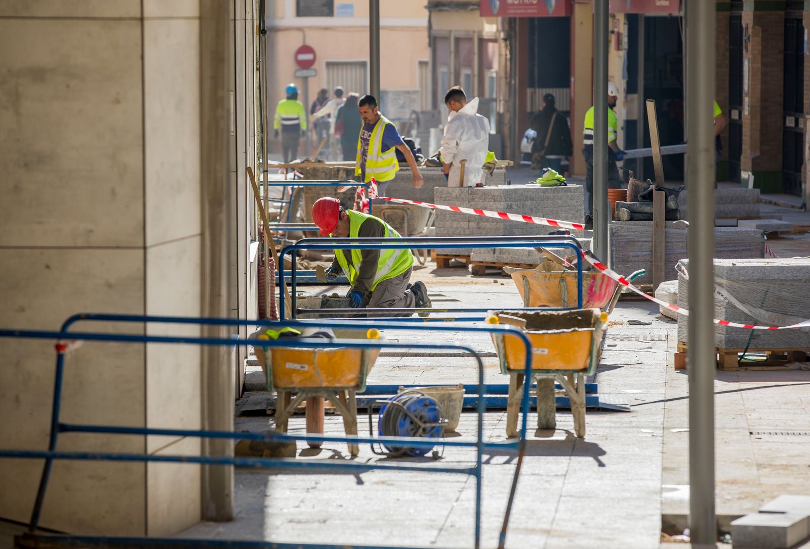 Obras de peatonalización de la calle Palos.