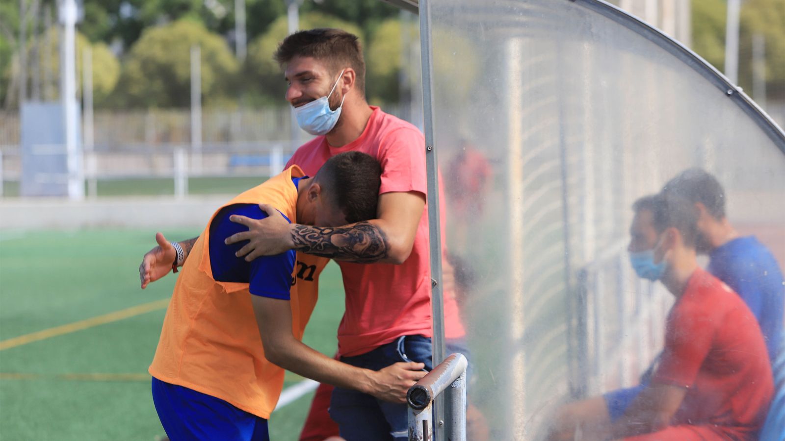 Lolo Garrido, en el entrenamiento de este lunes en La Granja, donde se ha despedido de sus compañeros.
