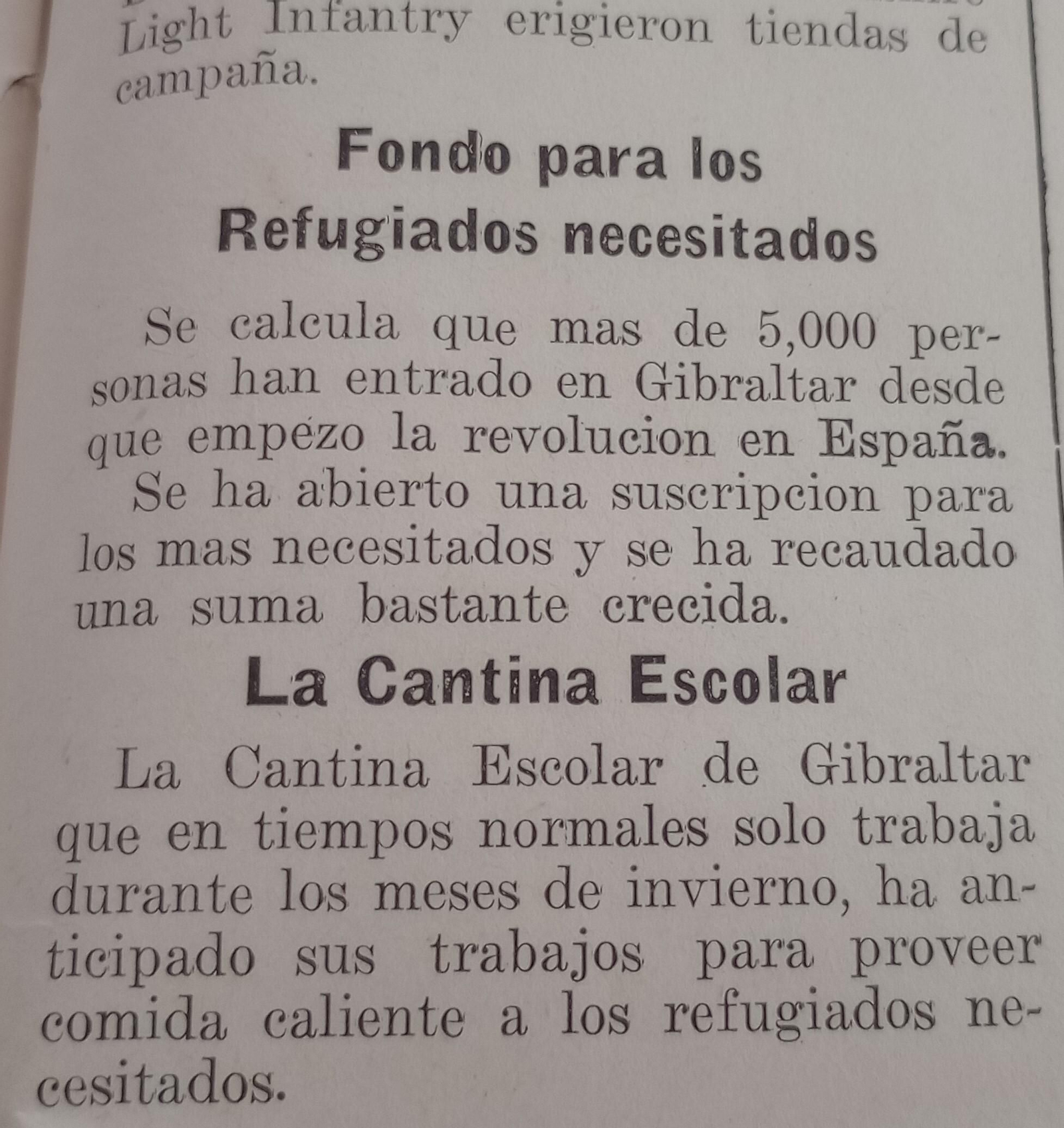 Fragmento del diario 'Gibraltar Chronicle'