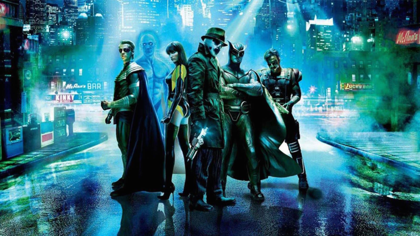 Protagonistas de 'Watchmen'.