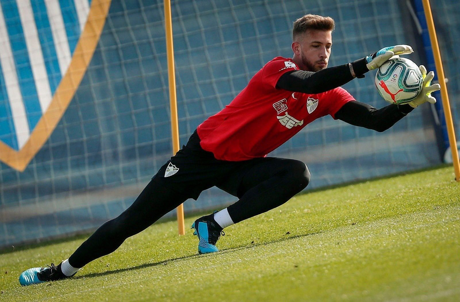 Kellyan García, durante un entrenamiento con el Málaga.
