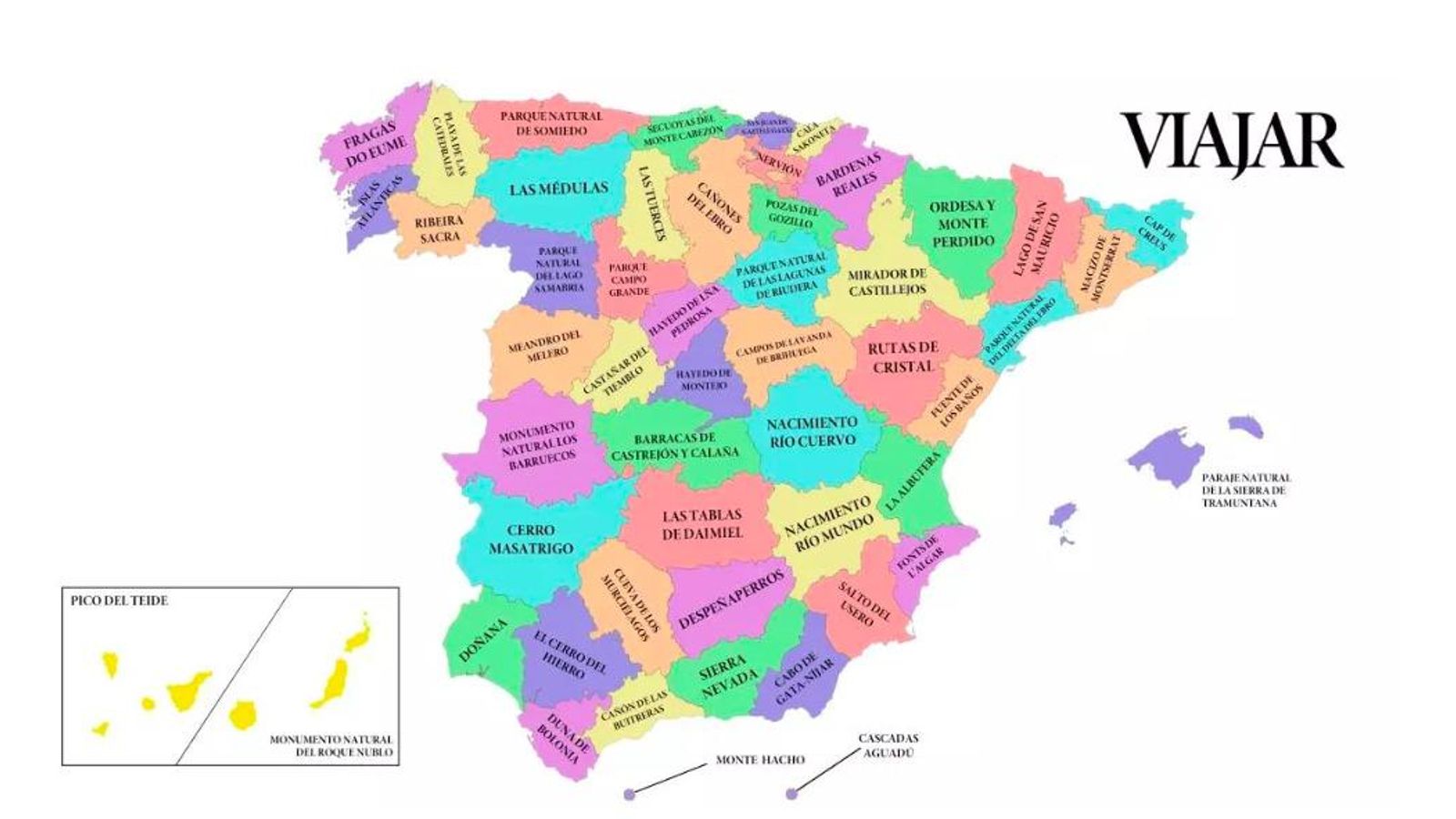 Mapa elaborado por la revista Viajar