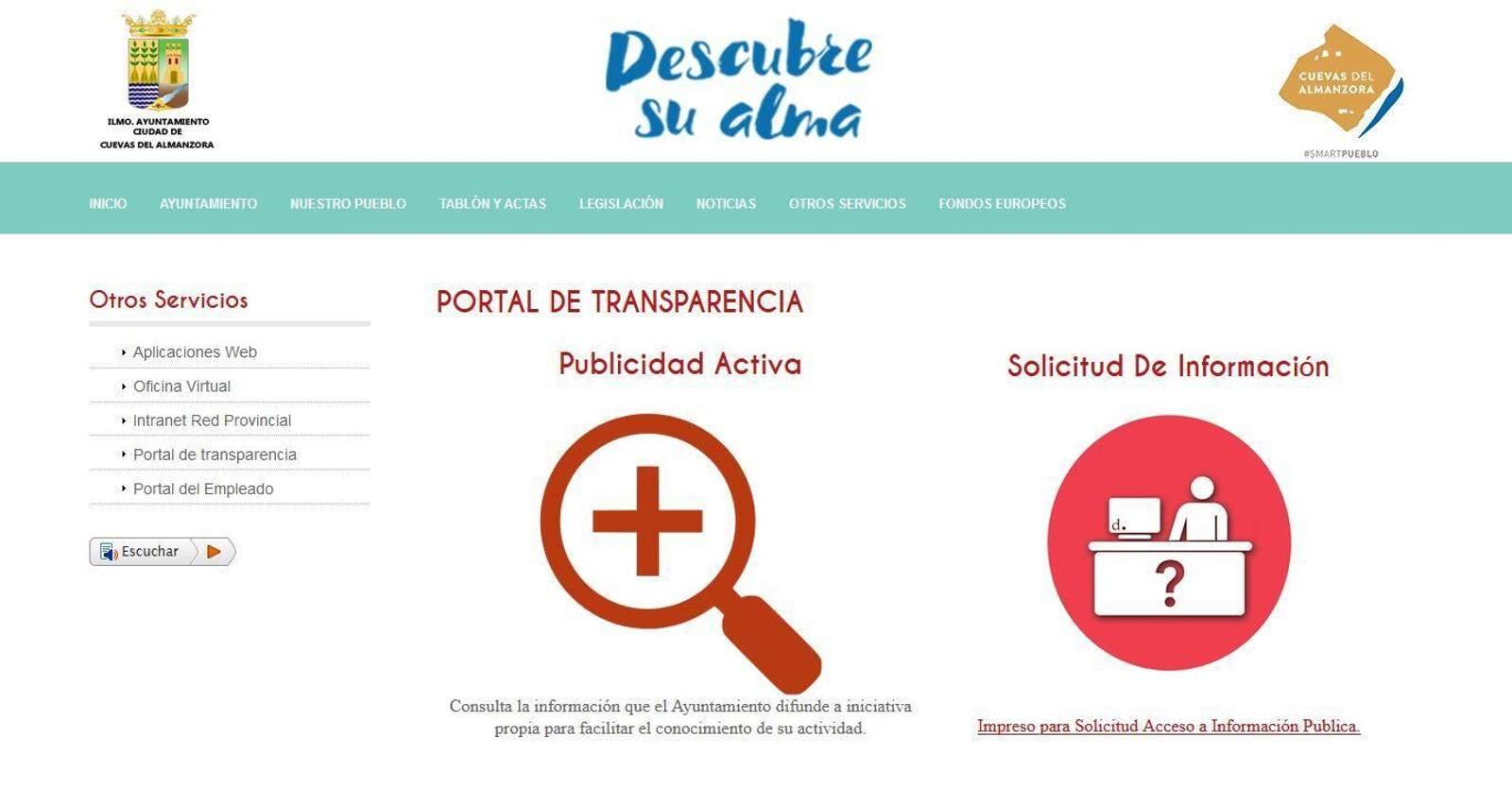 Página web del Ayuntamiento de Cuevas.