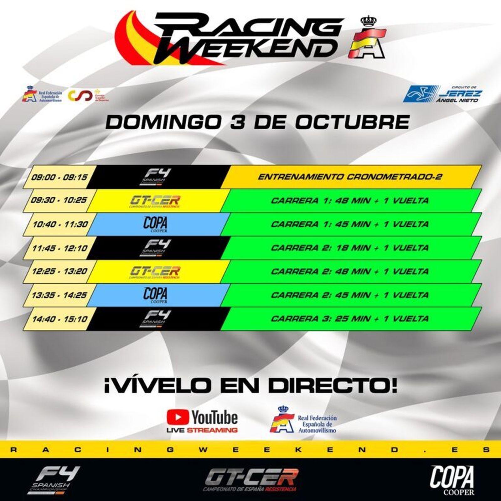 Horarios del domingo.