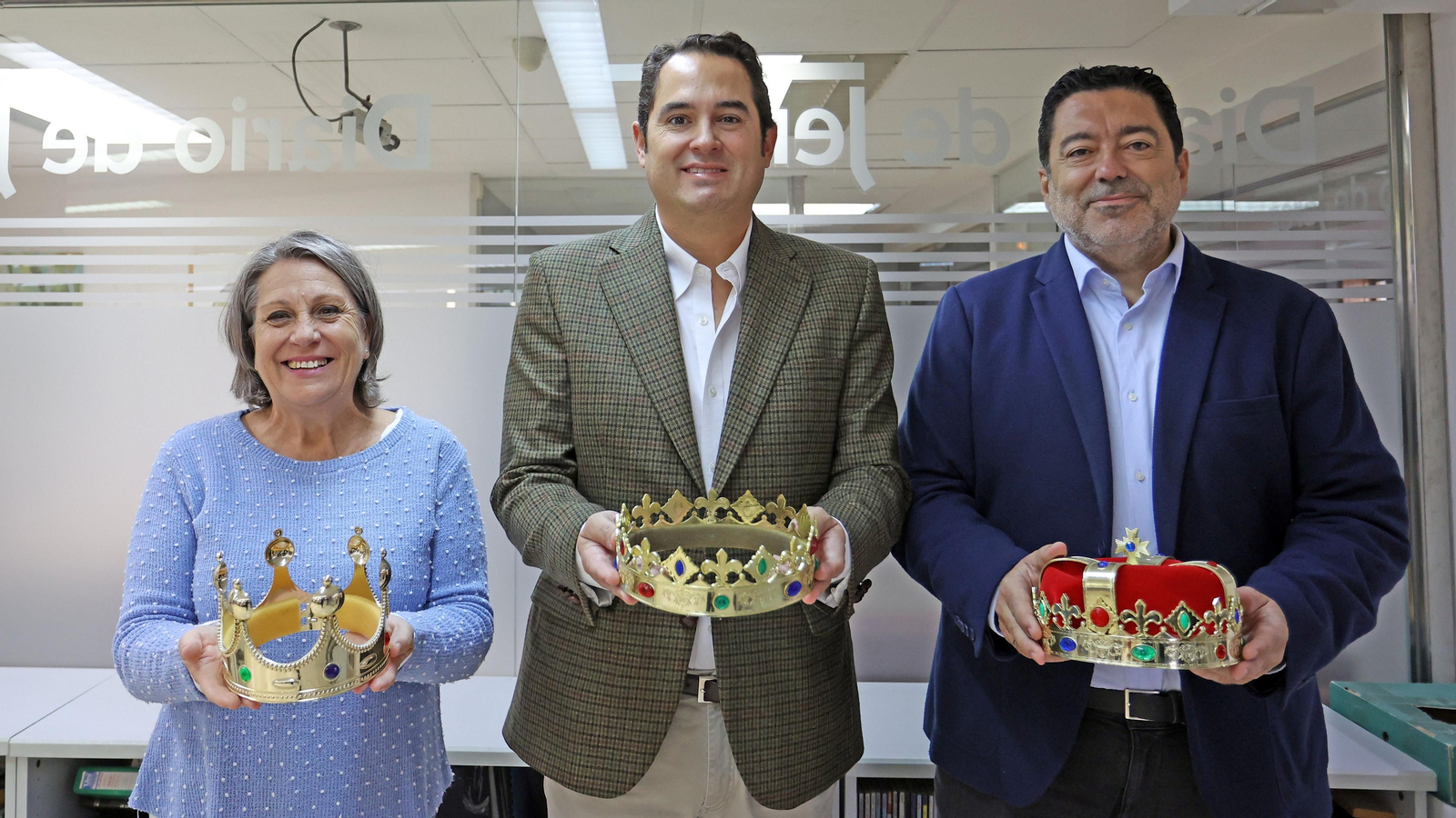 Melchor (carmen Oliva), Gaspar (Germán Cordero) y Baltasar (Javier Benítez) en la sede de Diario de Jerez. Melchor (carmen Oliva), Gaspar (Germán Cordero) y Baltasar (Javier Benítez) en la sede de Diario de Jerez.