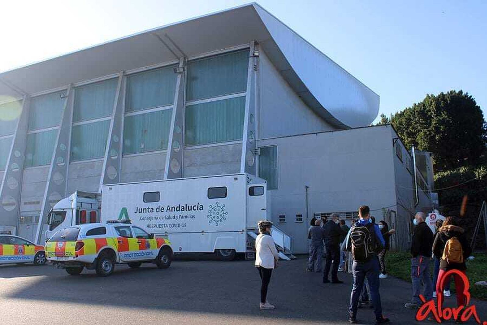 El momento de la prueba en Álora con el camión de la Junta.