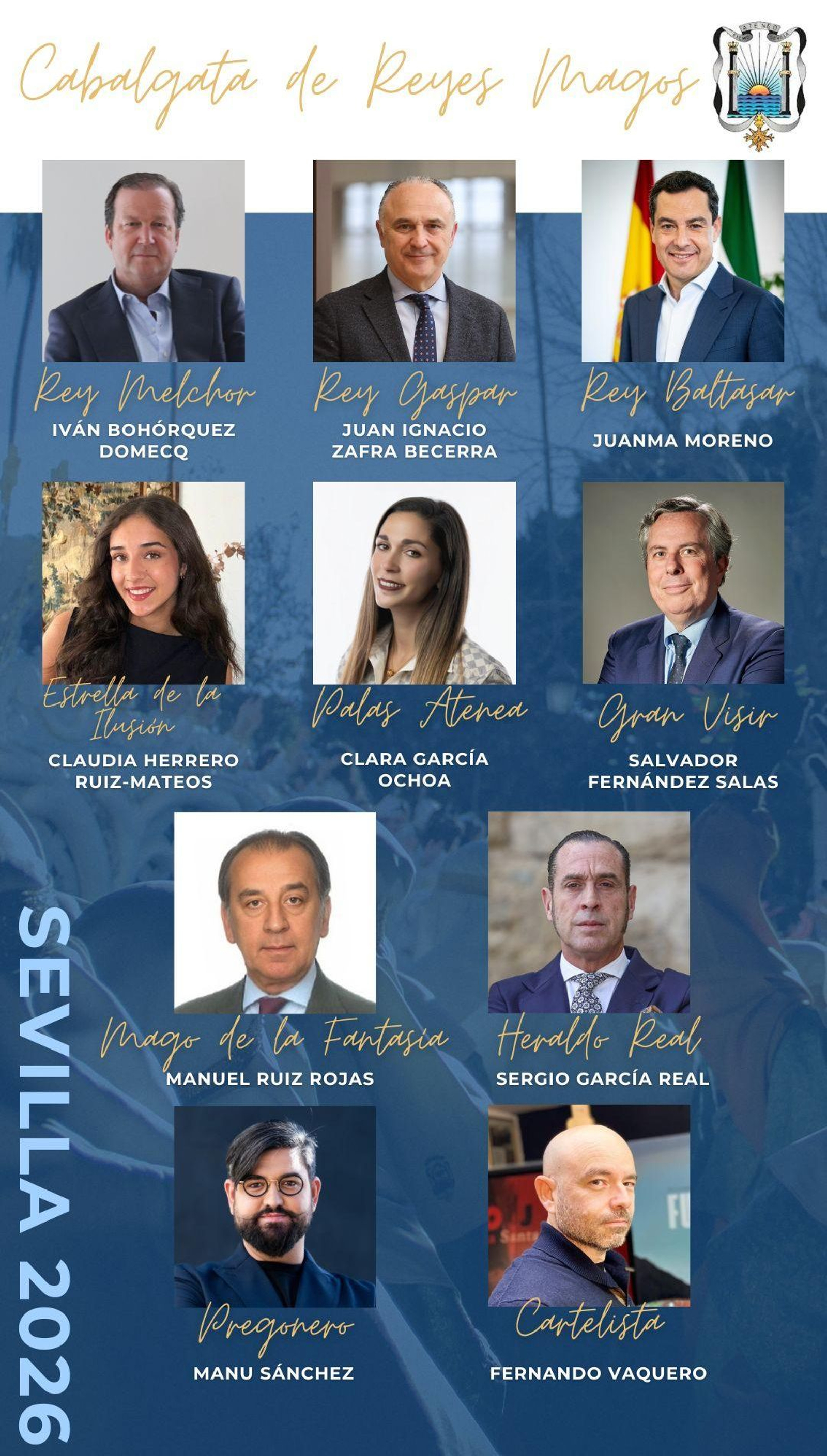 Todas las personas que encarnarán el cortejo de la Cabagata de 2026 y protagonizarán los actos previos. Todas las personas que encarnarán el cortejo de la Cabagata de 2026 y protagonizarán los actos previos.