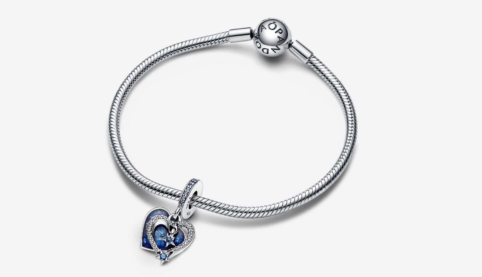 Charm colgante doble corazón estrella fugaz