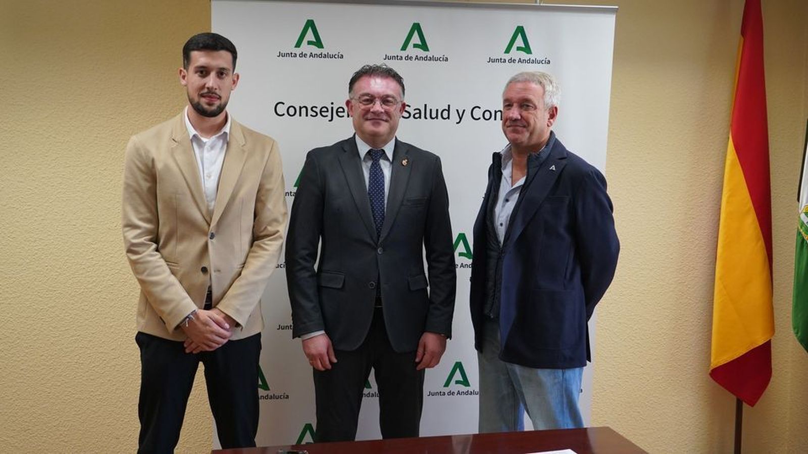 Matías Sánchez, José Carlos Lupión y el gerente del SAS, Diego Vargas