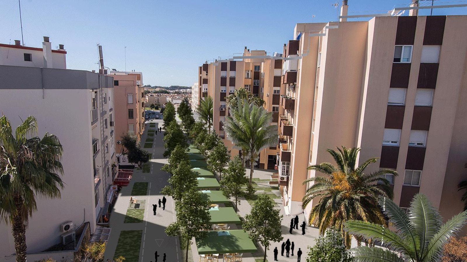Una de las imágenes digitales difundidas por el PSOE de San Fernando para dar a conocer su propuesta de peatonalización en la calle Luis Milena. Una de las imágenes digitales difundidas por el PSOE de San Fernando para dar a conocer su propuesta de peatonalización en la calle Luis Milena.