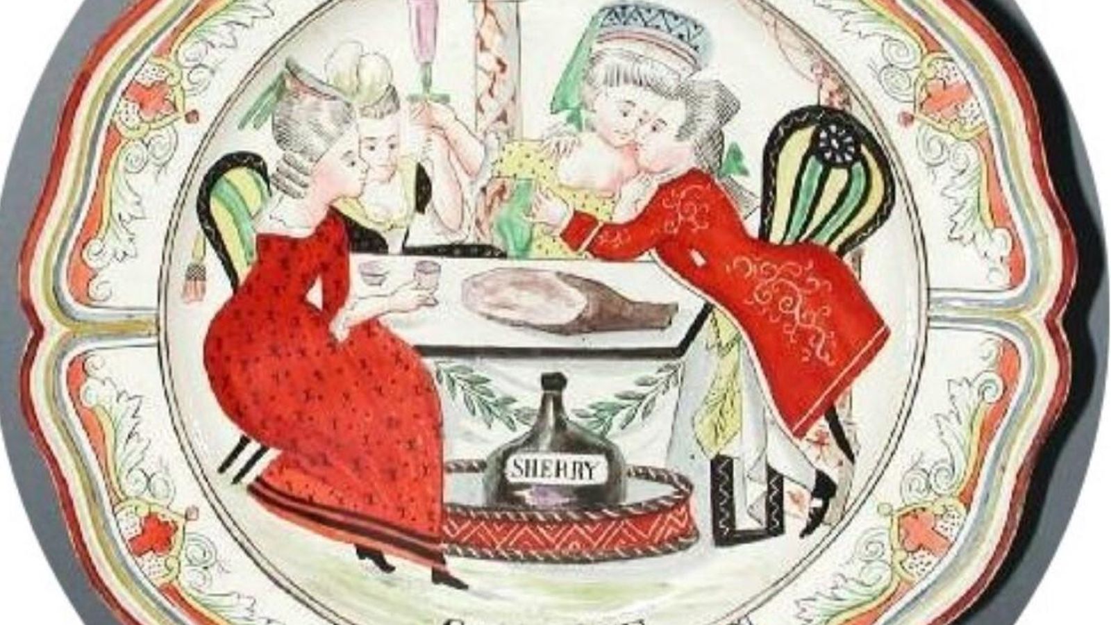 El sherry en un plato decorado del siglo XVIII.