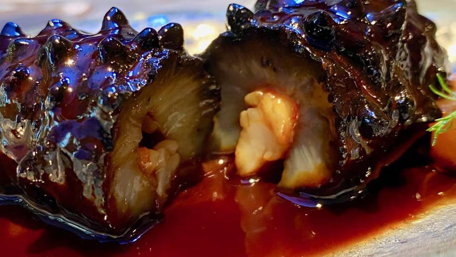 Pepino de mar cocinado.