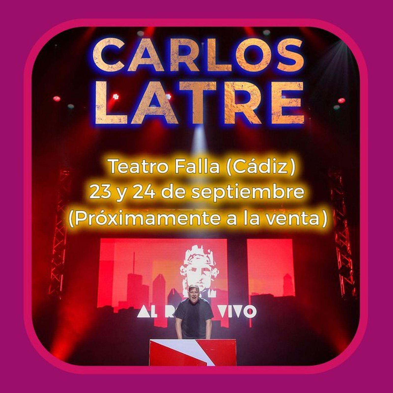 El anuncio de Carlos Latre en las redes sociales.