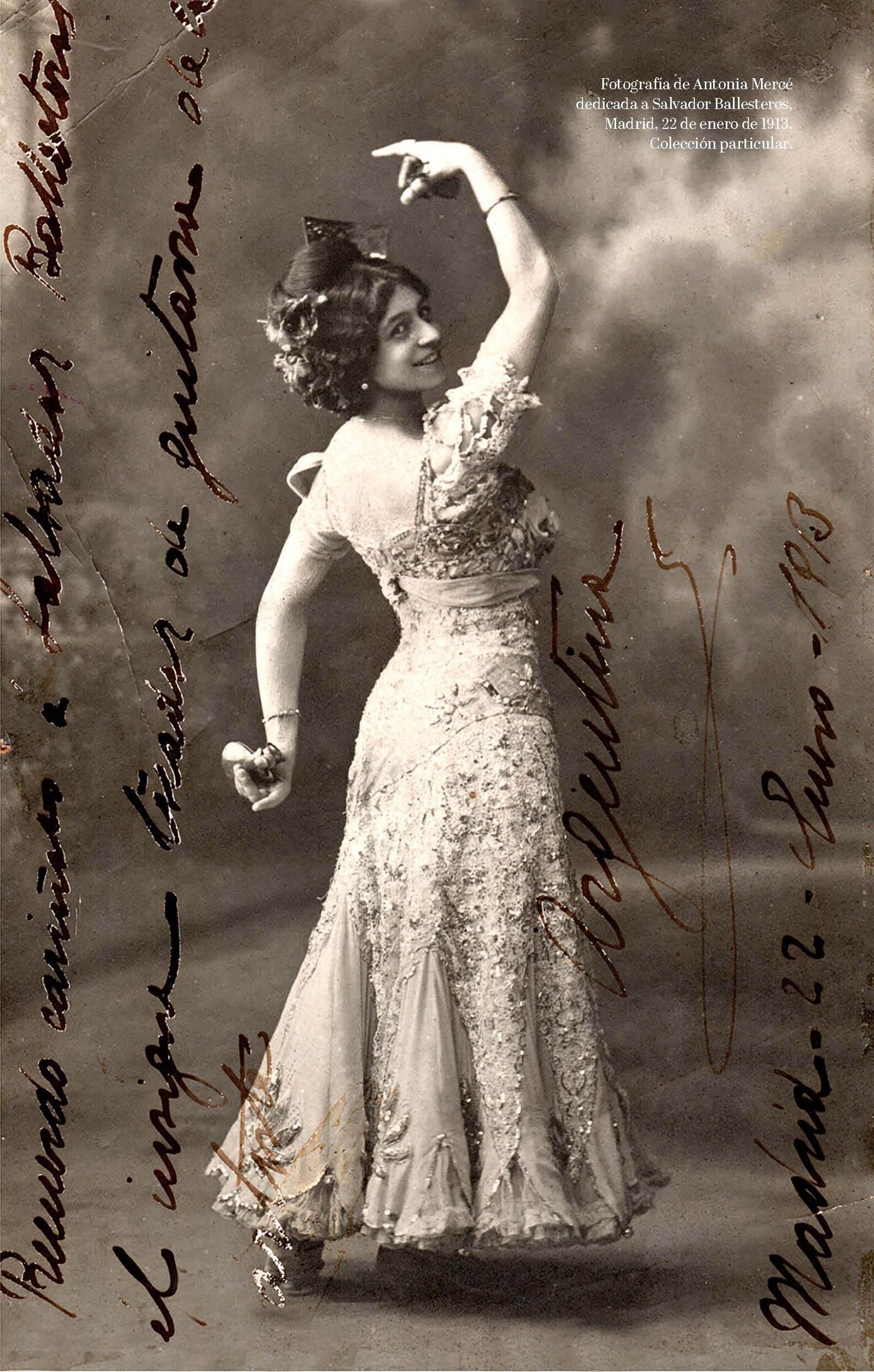 La Argentina en una foto dedicada a Salvador Ballesteros, 1913.