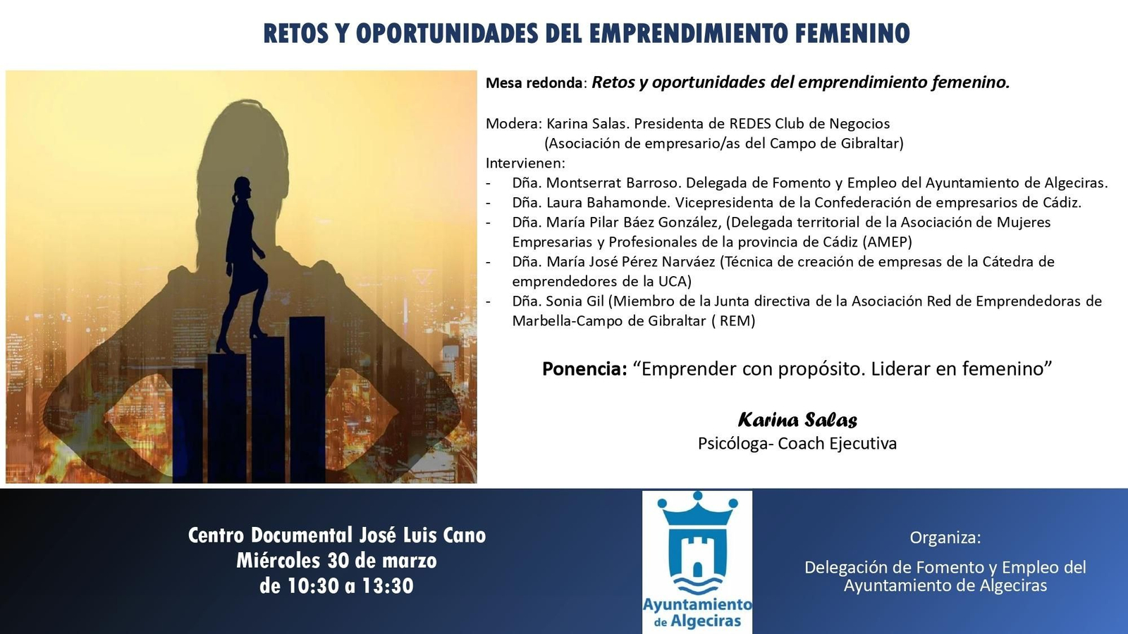 El cartel de la jornada 'Retos y oportunidades del emprendimiento femenino'.
