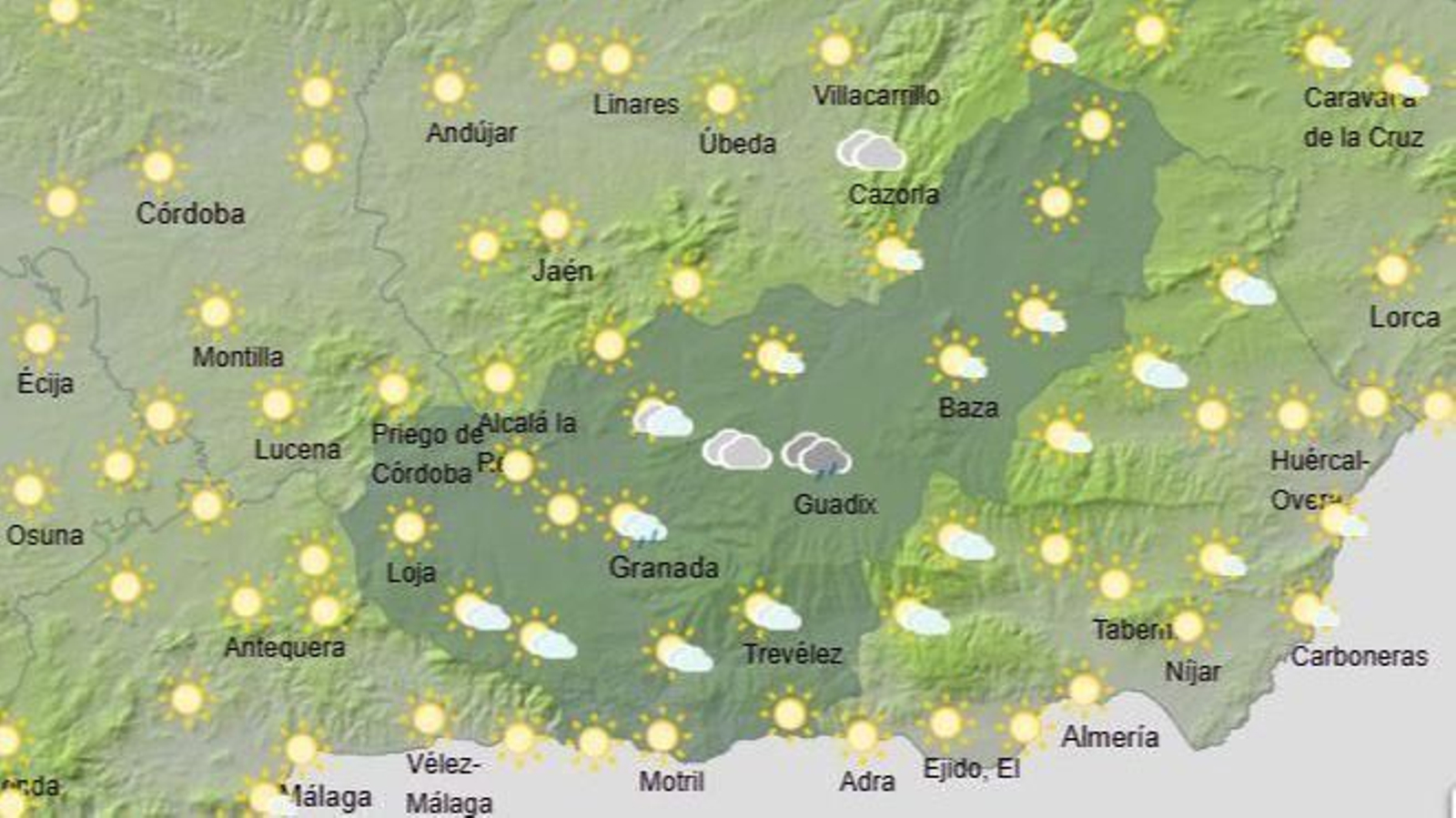 El Tiempo en Granada el 8 de agosto de 2025