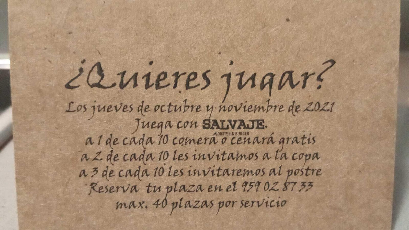 La curiosa promoción del restaurante Salvaje Lobster & Burger