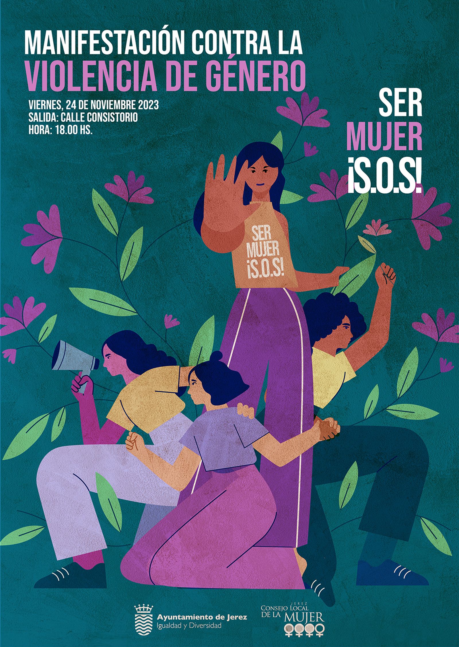 Cartel de manifestación contra la violencia de género.