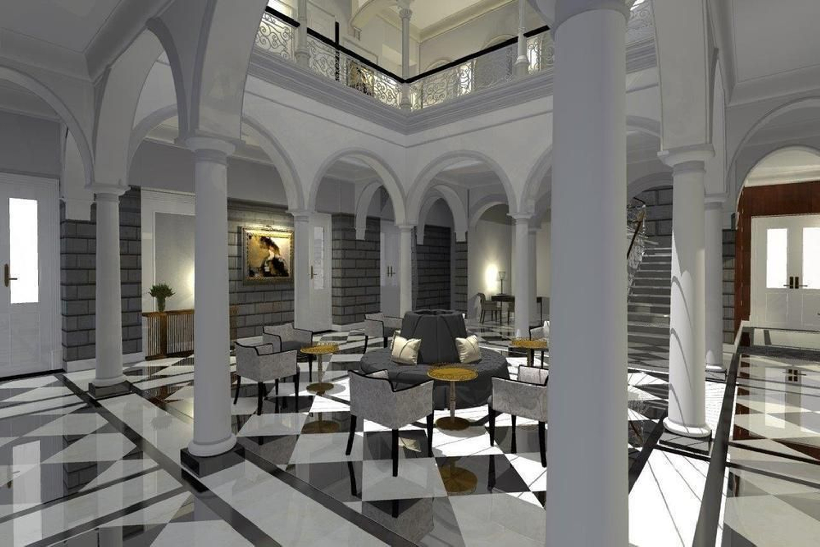 Una de las infografías de cómo será una de las zonas comunes del hotel.