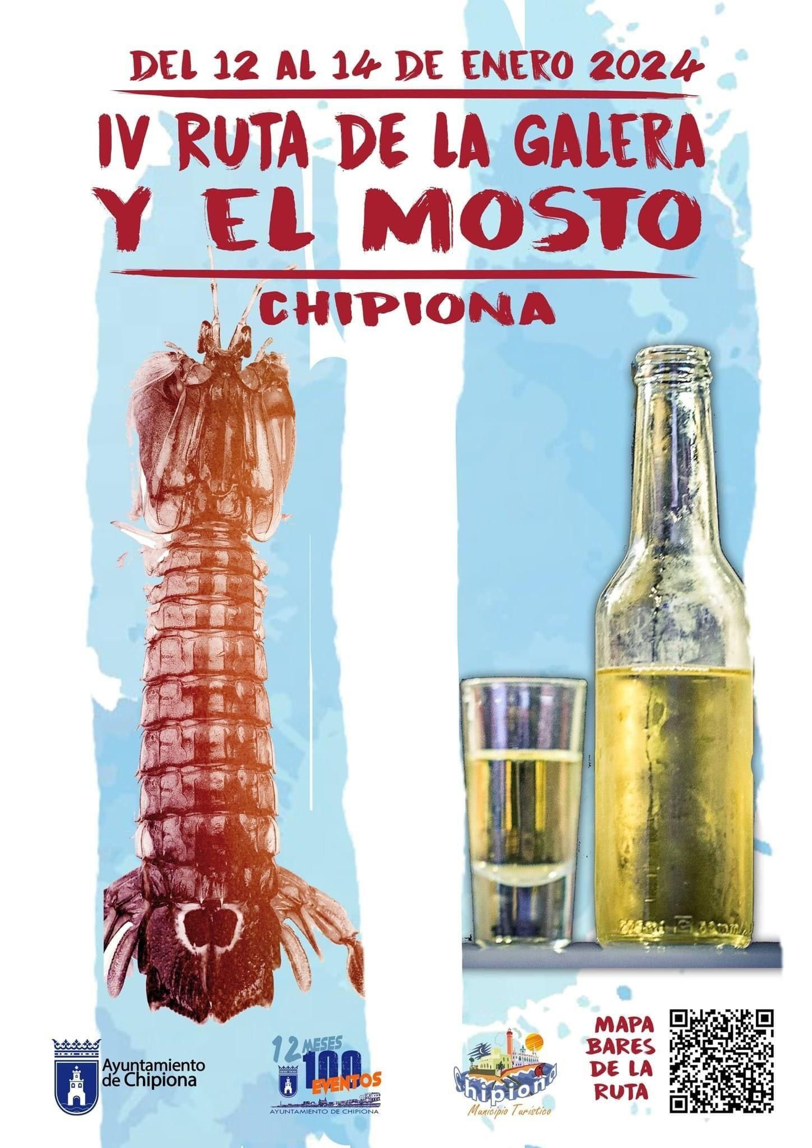 Cartel de la IV Ruta de la Galera y el Mosto, en Chipiona.