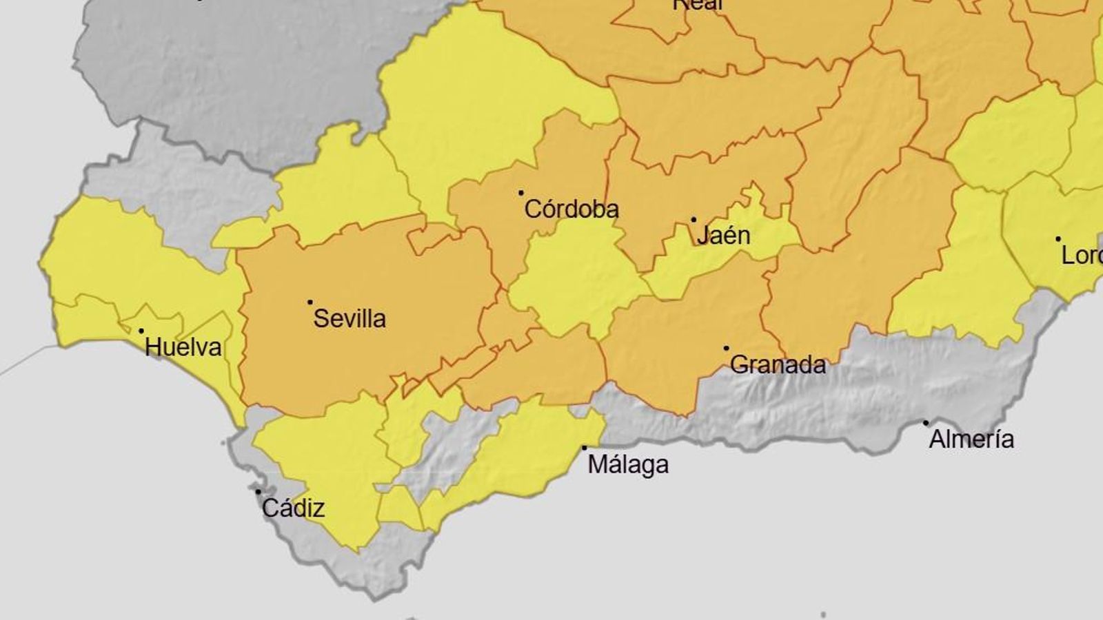 Mapa de alertas en Andalucía para el jueves 17 de julio. Mapa de alertas en Andalucía para el jueves 17 de julio.