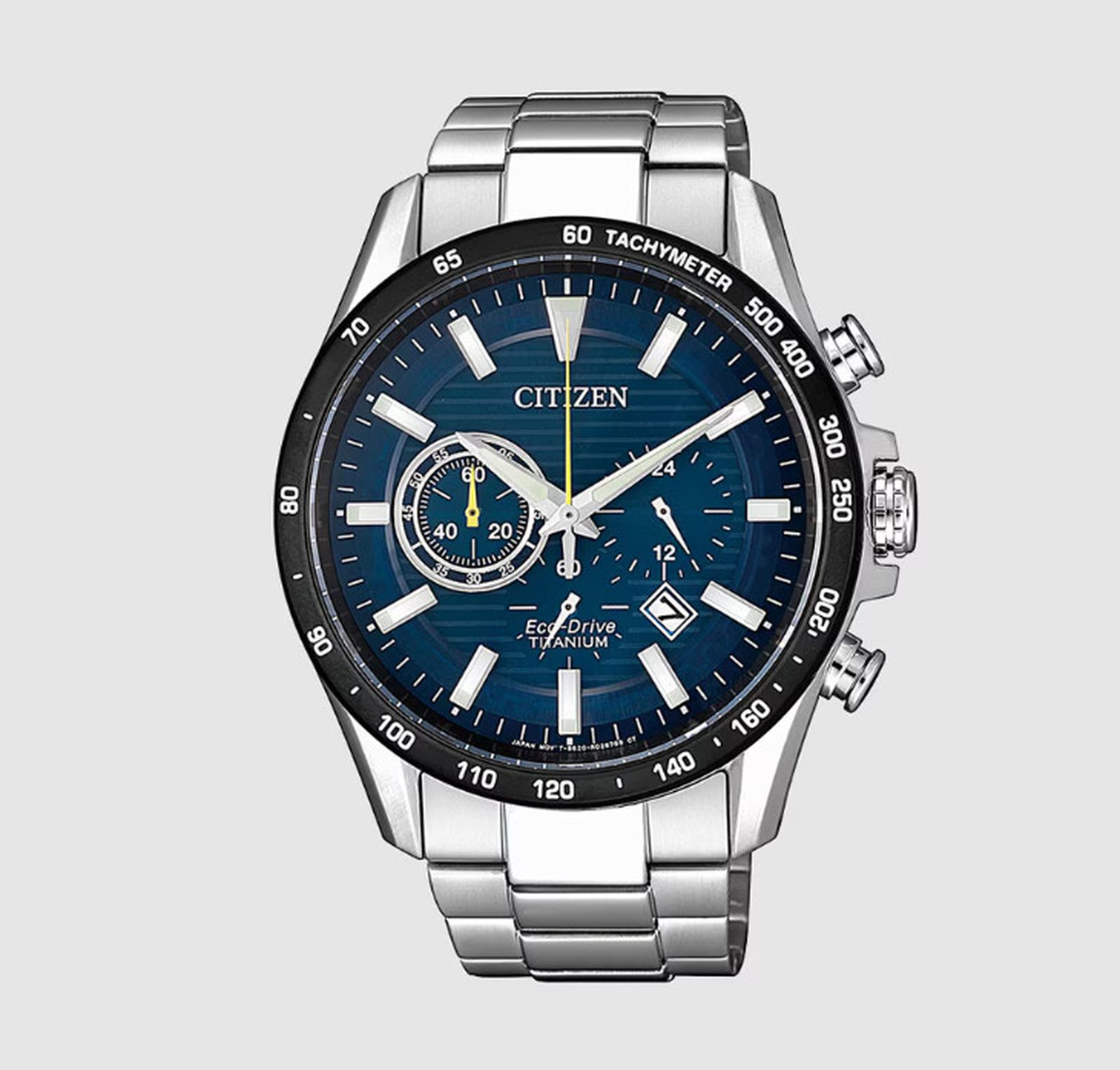 Reloj de hombre Citizen Crono Black Bezel Eco-Drive de supertitanio