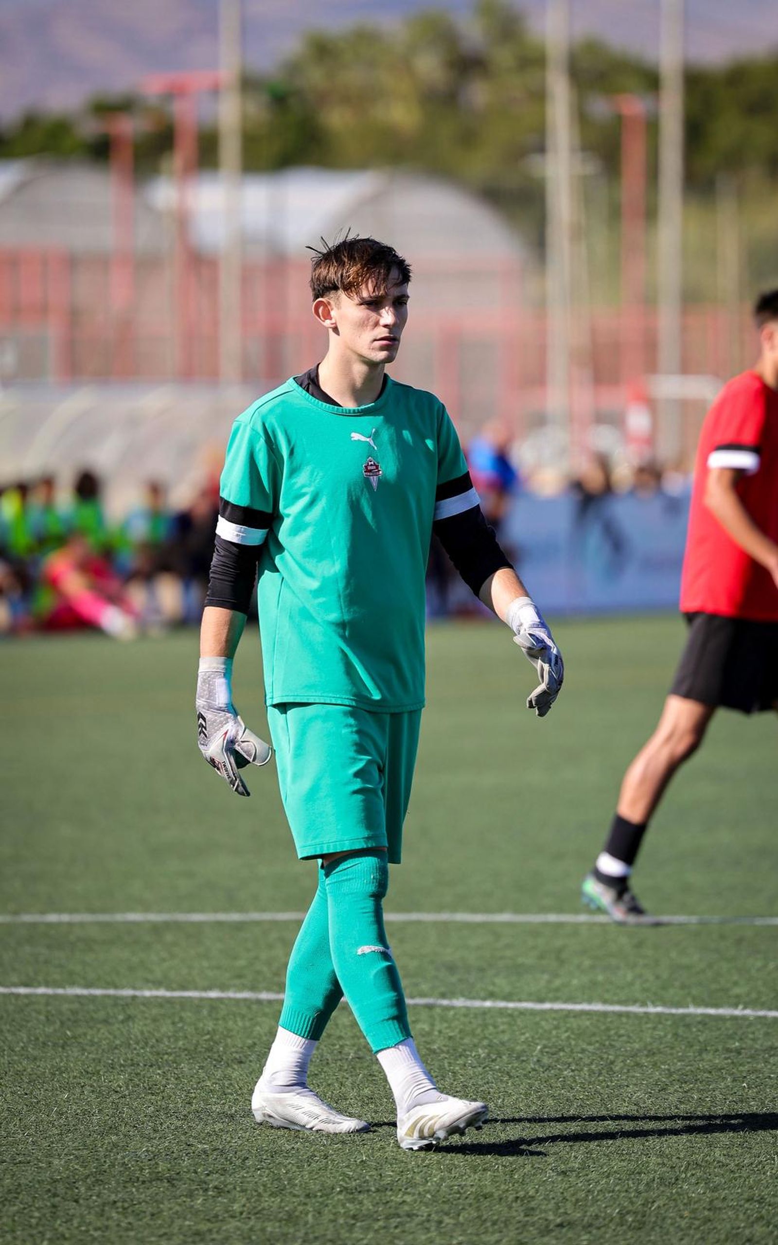 El meta almeriense durante un encuentro disputado en casa durante la presente temporada.