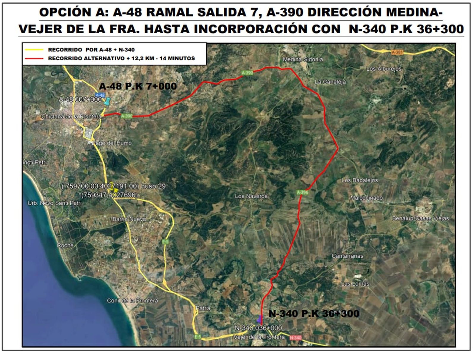Alternativas de tráfico en Vejer tras el corte de la N-340