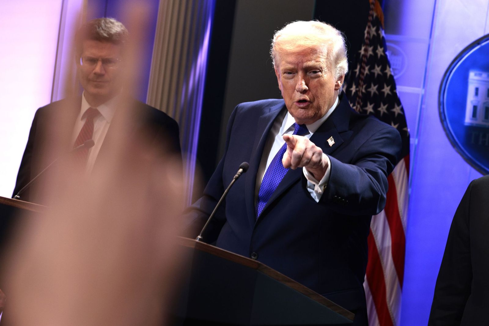 Donald Trump, en la comparecencia en la que respondió al fallo del Supremo sobre sus aranceles.