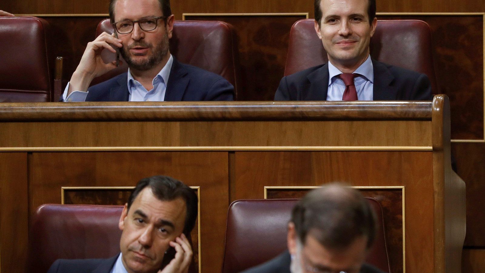 Maíllo y Pablo Casado, en el Congreso.