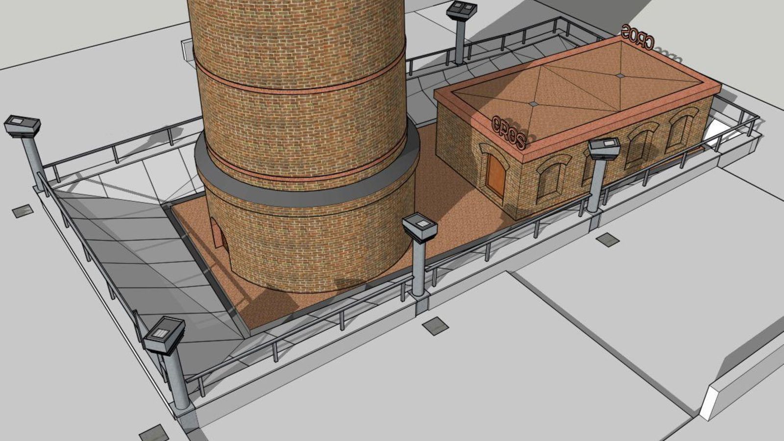 Infografía de la base de la chimenea Cros tras su restauración.