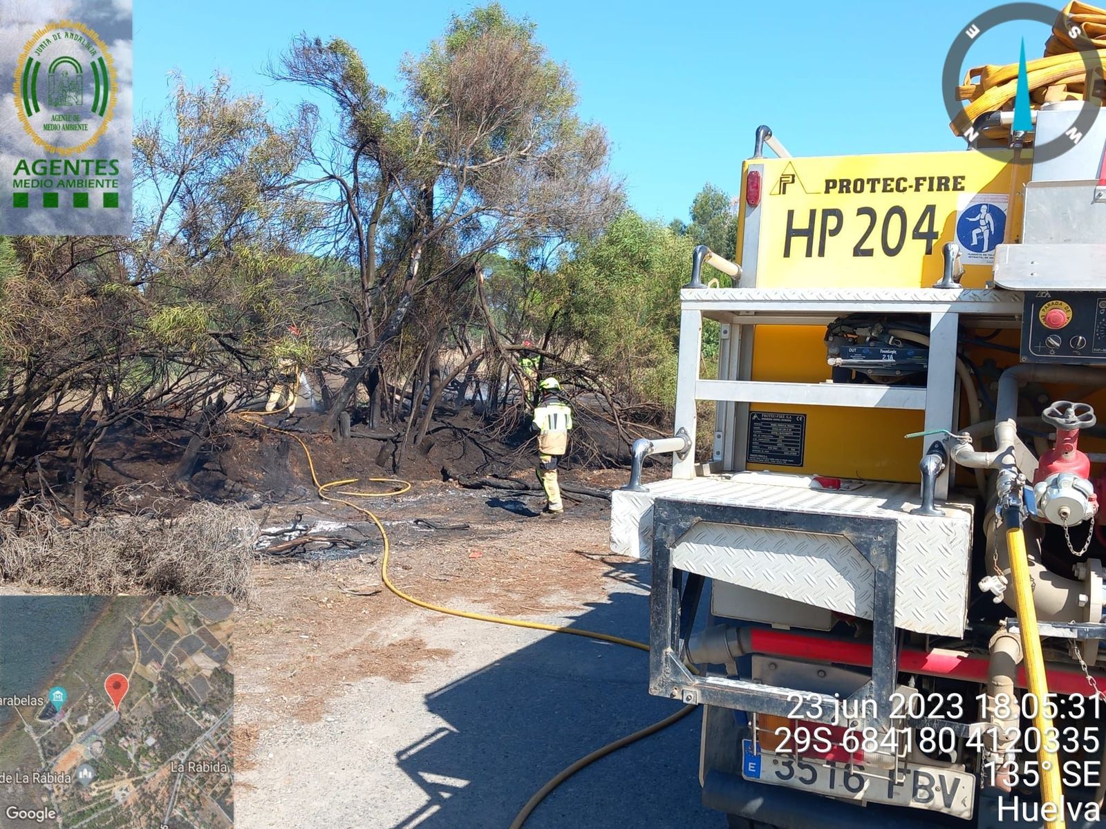 Declarado un incendio en el paraje de La Rábida en Palos de la Frontera