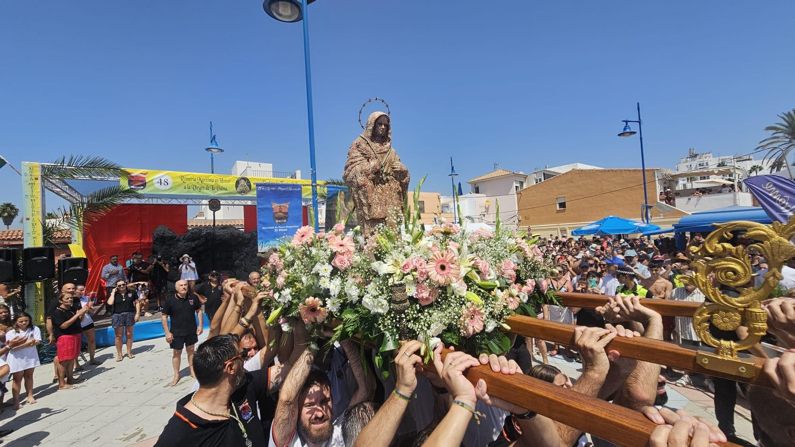 Llegada de la Virgen de la Palma a la playa de El Rinconcillo