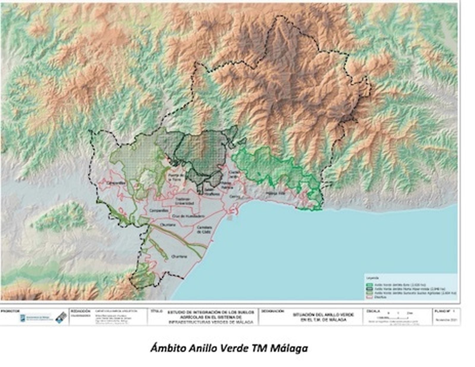 Un mapa de la capital con el anillo verde