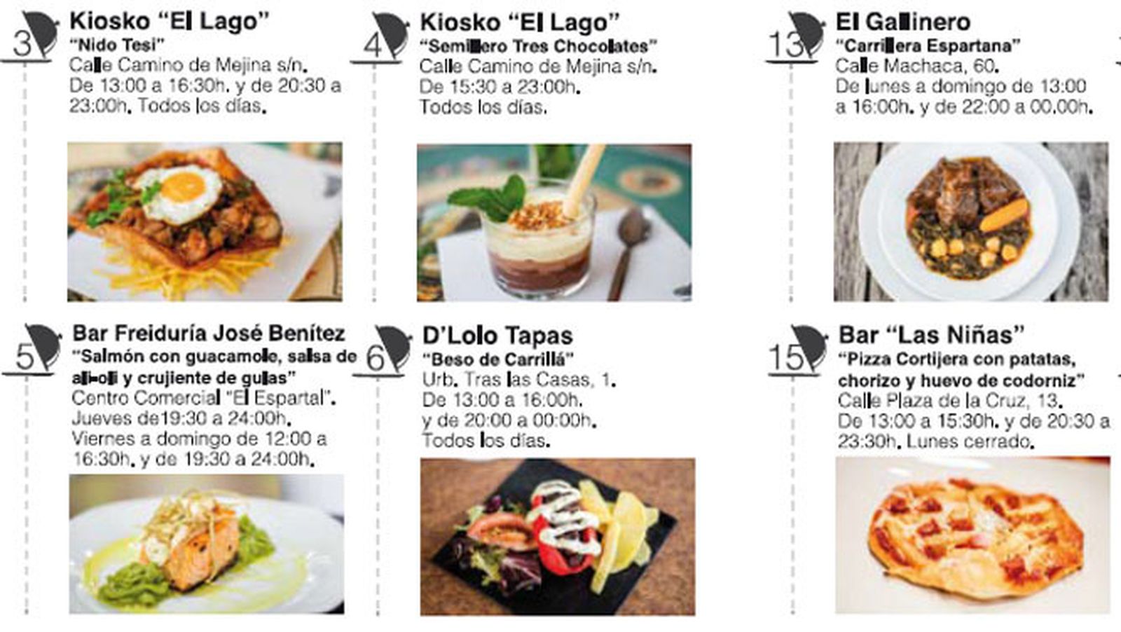 Algunas de las tapas de la ruta