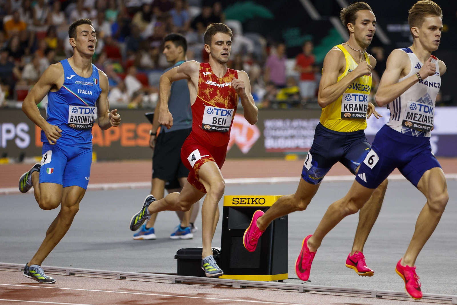 Un grupo de atletas durante una prueba de los Mundiales de Atletismo del pasado año.