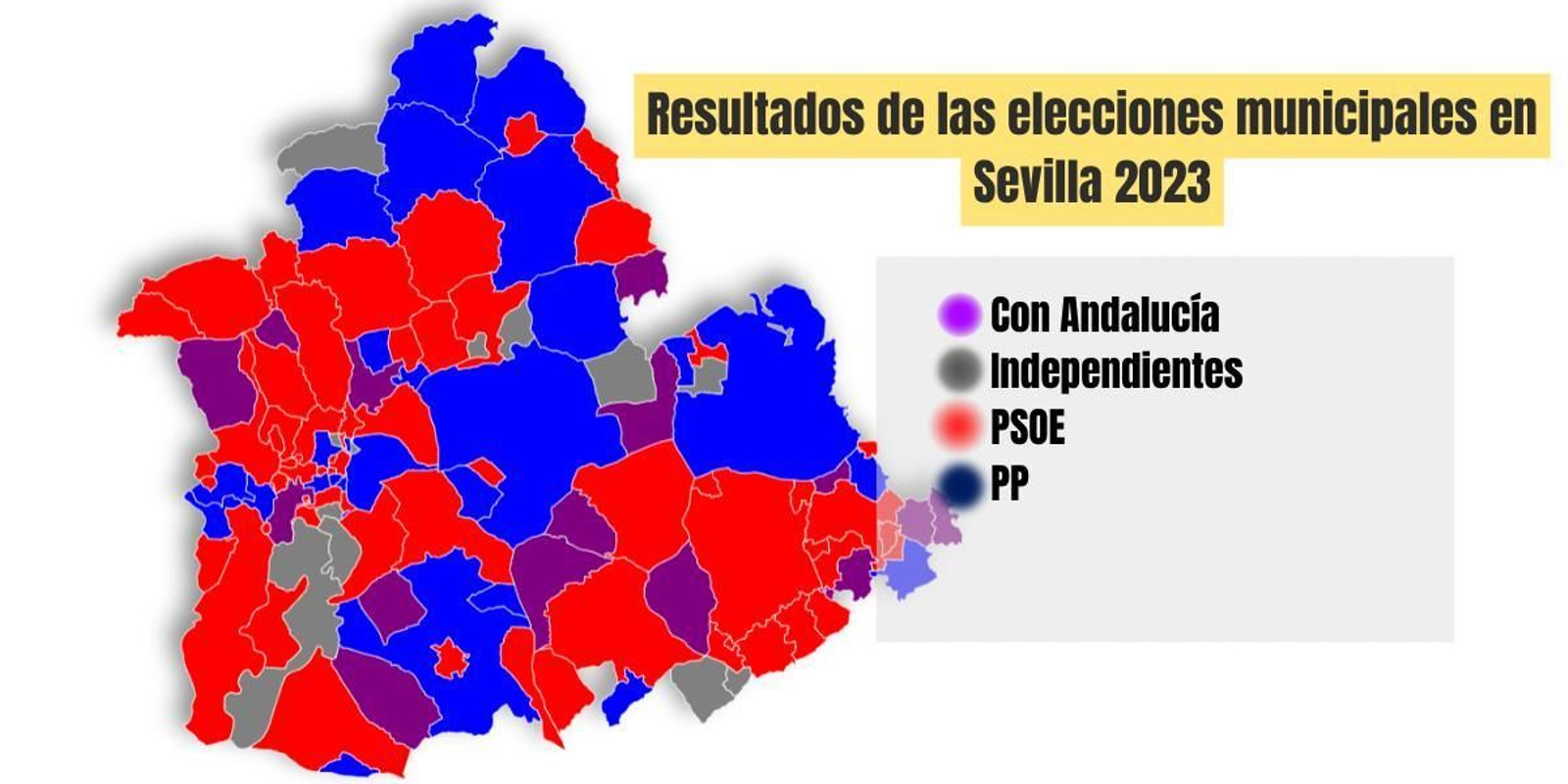 Así queda el mapa de la provincia de Sevilla tras los resultados de las elecciones municipales