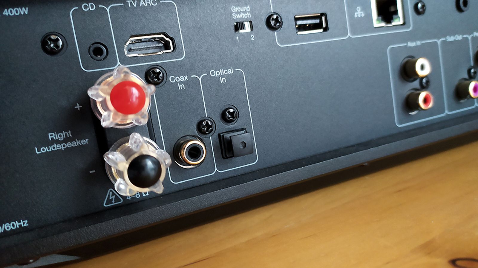 Conectores del reproductor Evo 75 de Cambridge Audio