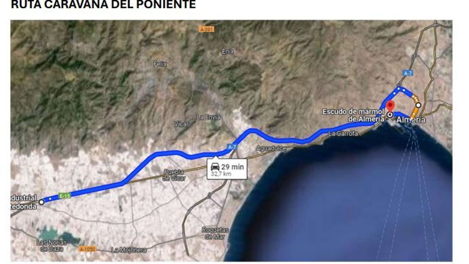 Recorrido que hará la caravana de agricultores desde el Poniente.