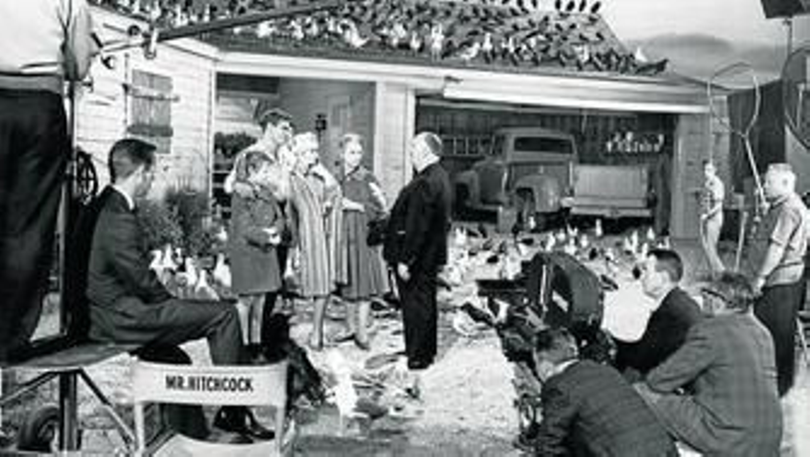 En el rodaje de 'Los pájaros'.