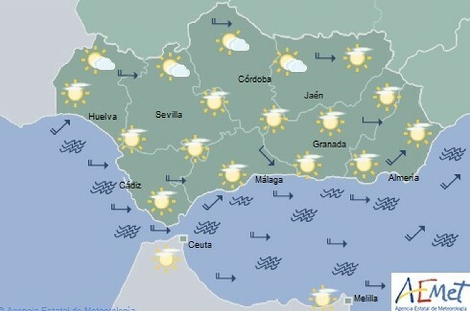 Previsión de Aemet para este martes.